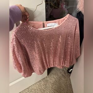 Endless Rose Sparkling Pink Sequin Crop Top